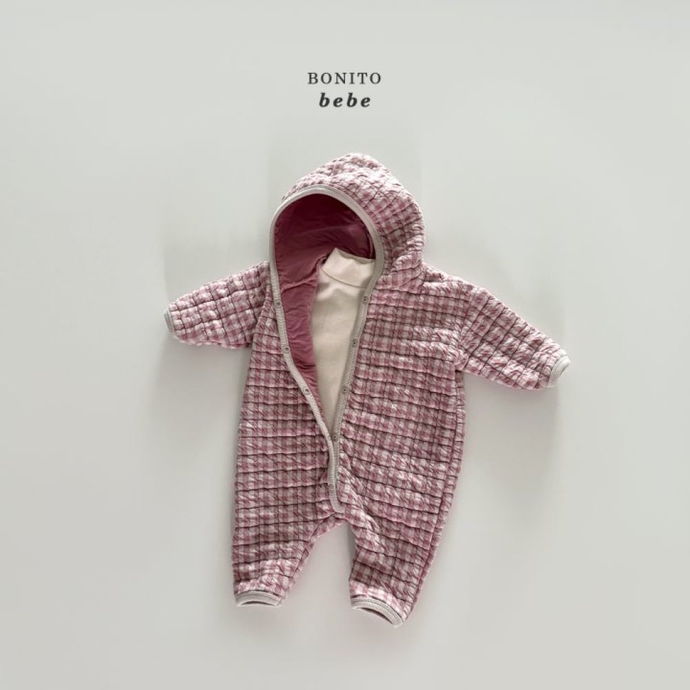 Bonito67｜(3m-18cm) 格紋連帽連身衣