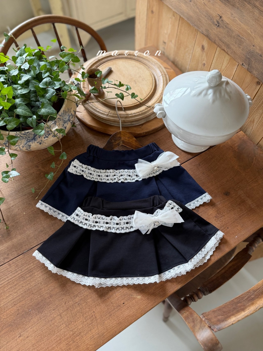 Marron18｜(1y-6y) 蝴蝶結蕾絲褲裙