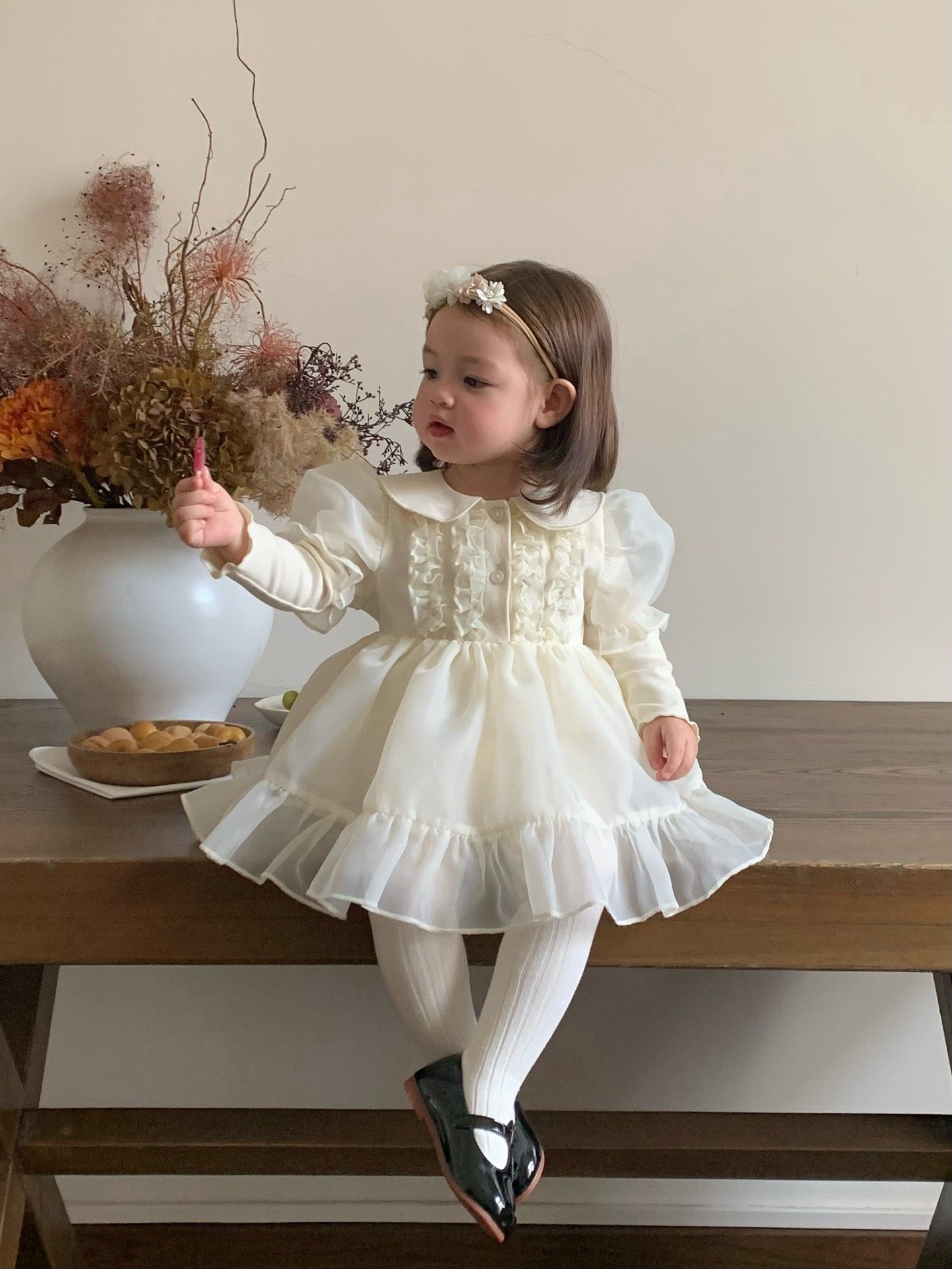 JE622｜(66cm-120cm) 公主袖薄紗包屁衣/洋裝