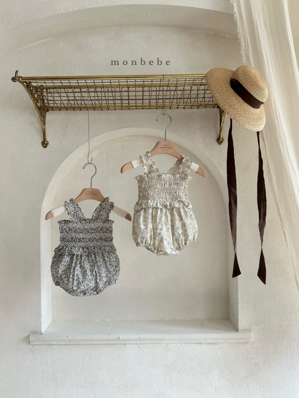MONBEBE17｜(3m-24m) 小碎花鬆緊胸帶套裝