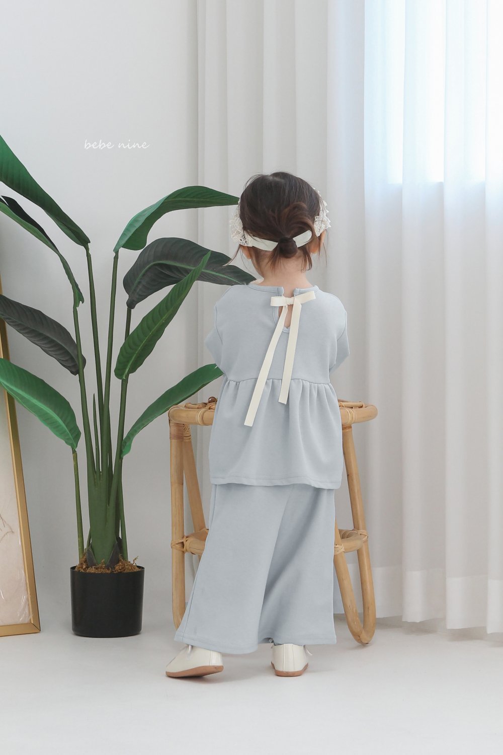 bebe nine14  (65-115) 2色經典蝴蝶結綁帶套裝