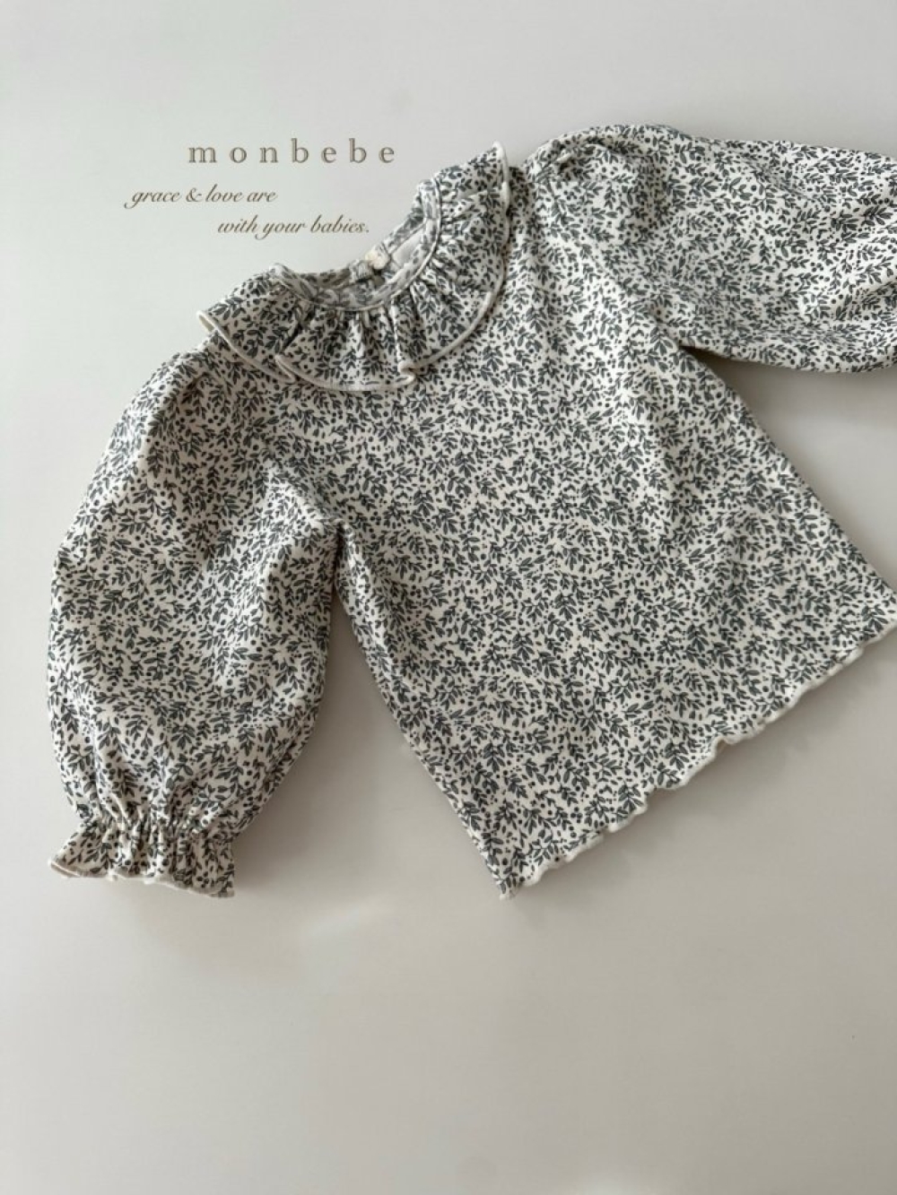 MONBEBE35｜(1y-8y) 荷葉領碎葉上衣