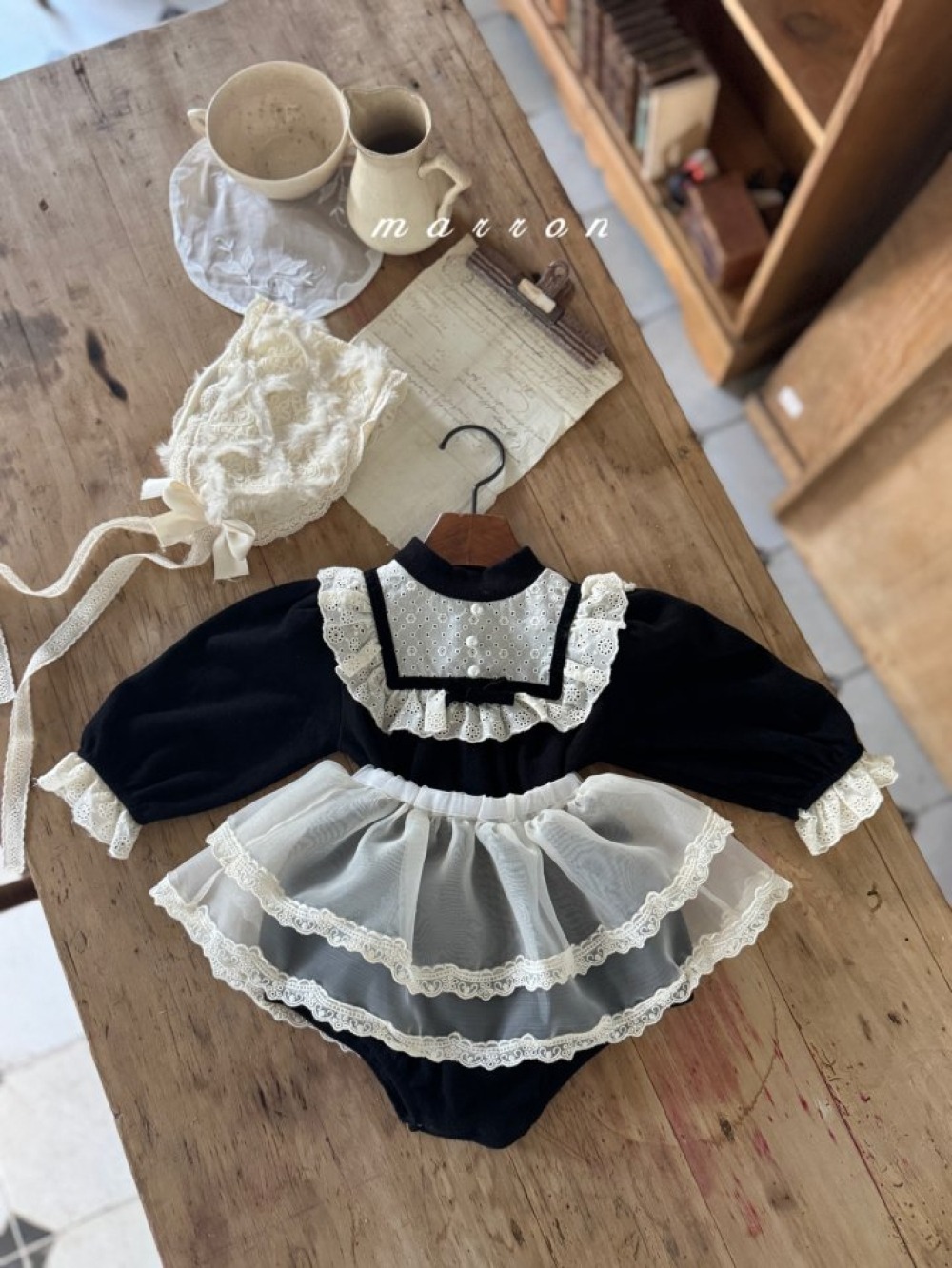 Marron 44｜(3m-18m) 法式薄紗圍裙