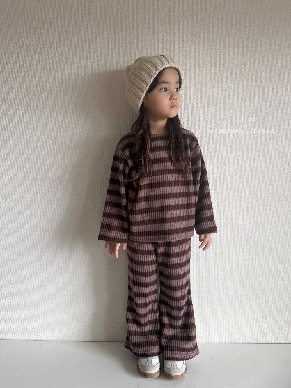 Monpetitbebe12｜(70cm-110cm) 條紋羅紋套裝