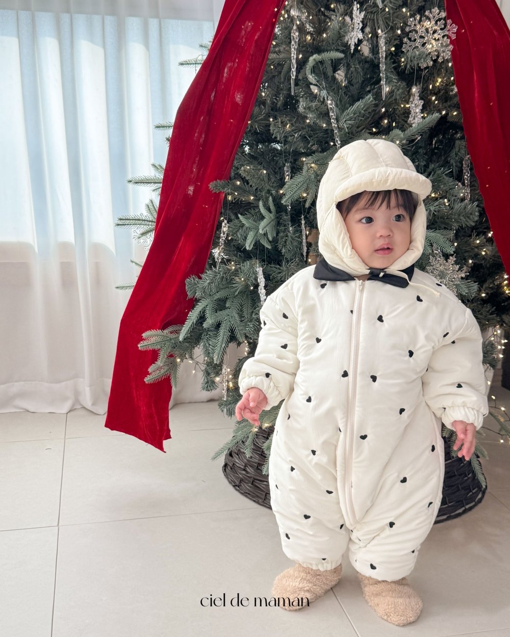 Cieldemaman16｜(6M~24M)  2色愛心羽絨連身服