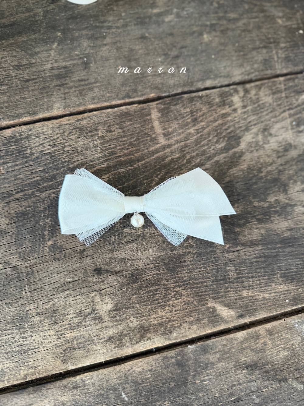 Marron43｜(Free) 絲帶珍珠別針