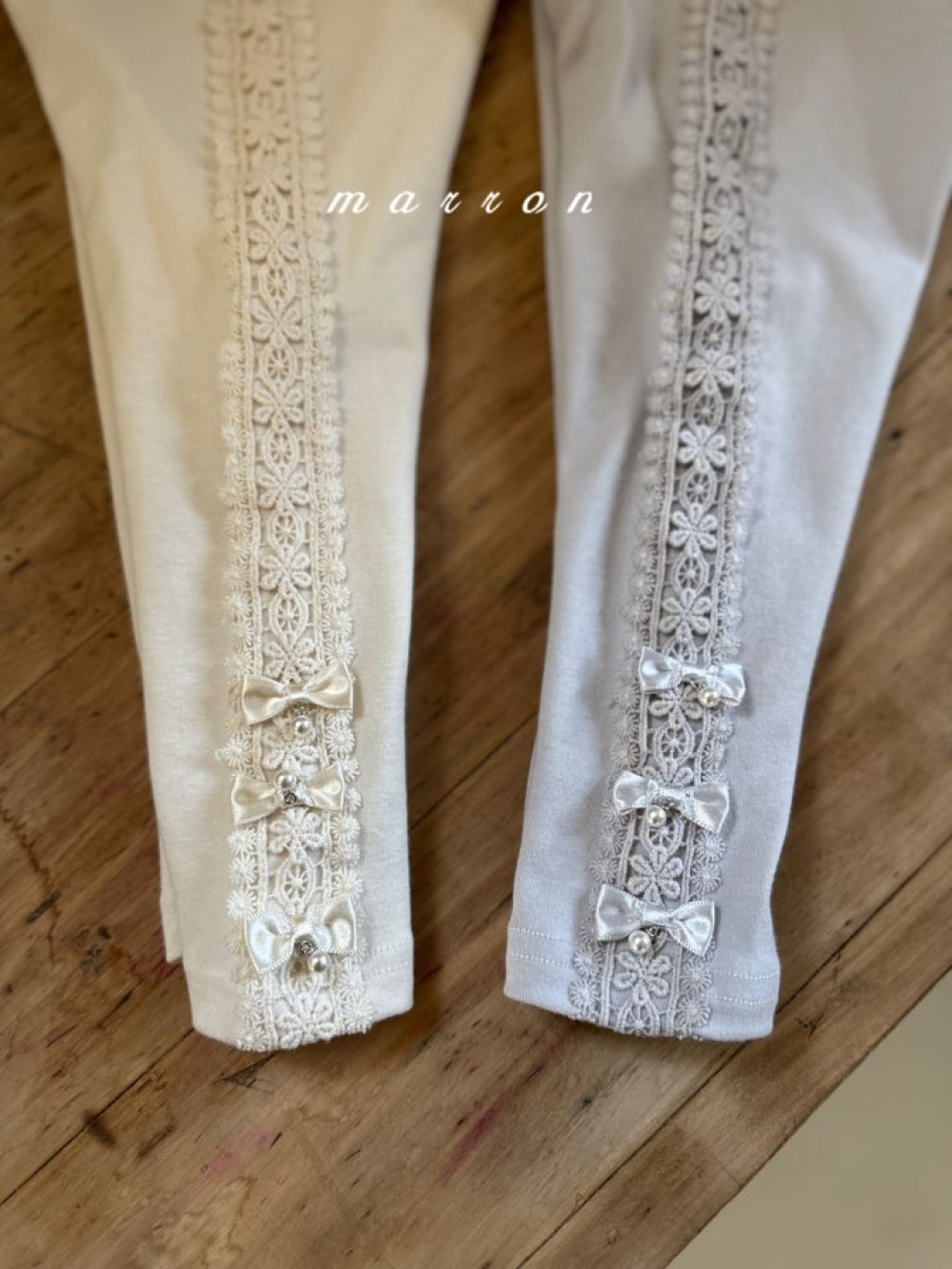 Marron52｜(1y-6y) 刺繡滾邊緊身褲