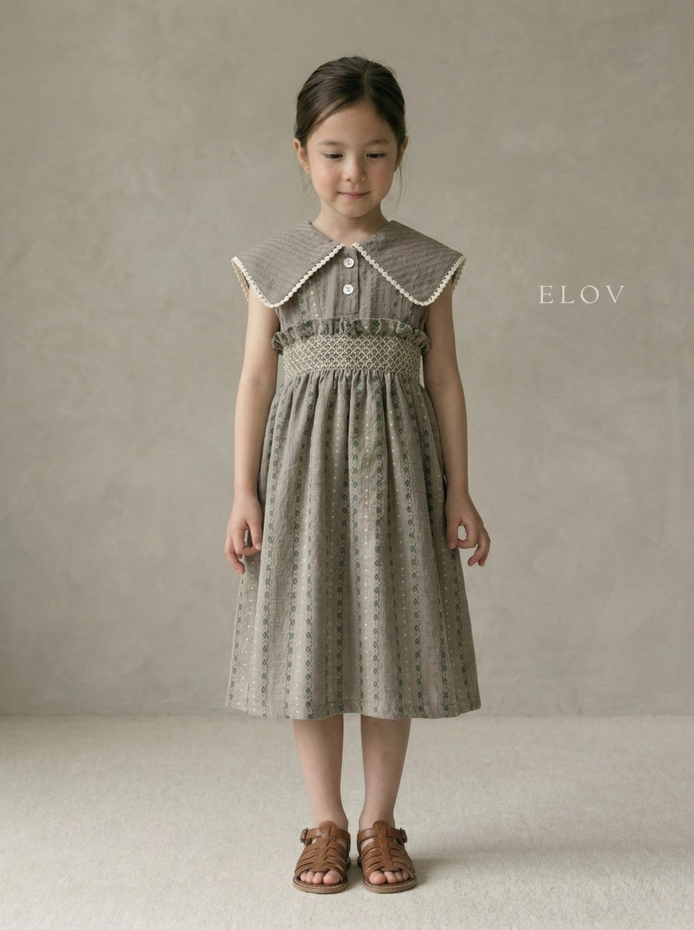 Mon petit10｜(73-118m) 抓皺壓花吊帶裙