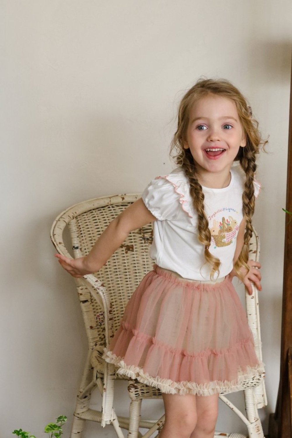 FLO12｜(75-140) 兔兔公主袖上衣