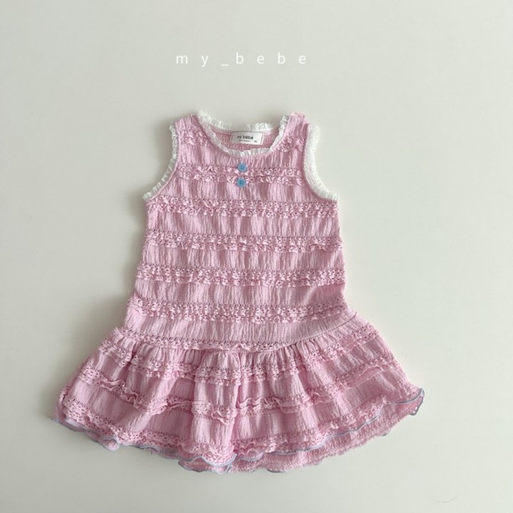 my_bebe19｜(80-120cm) 褶皺無袖洋裝