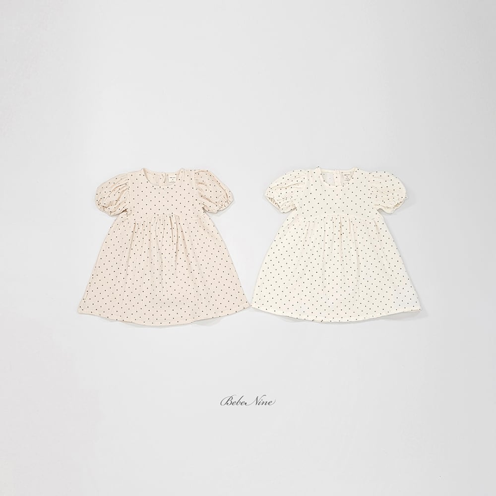 bebe nine34  (65cm-115cm) 2色點點公主袖連身裙