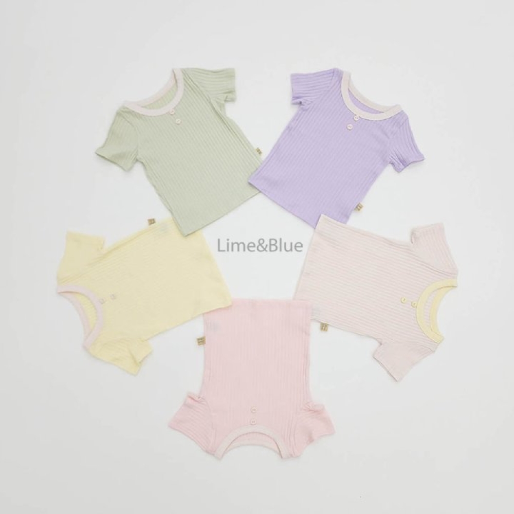 LIME&BLUE16｜(80-118cm)  鈕釦羅紋居家服