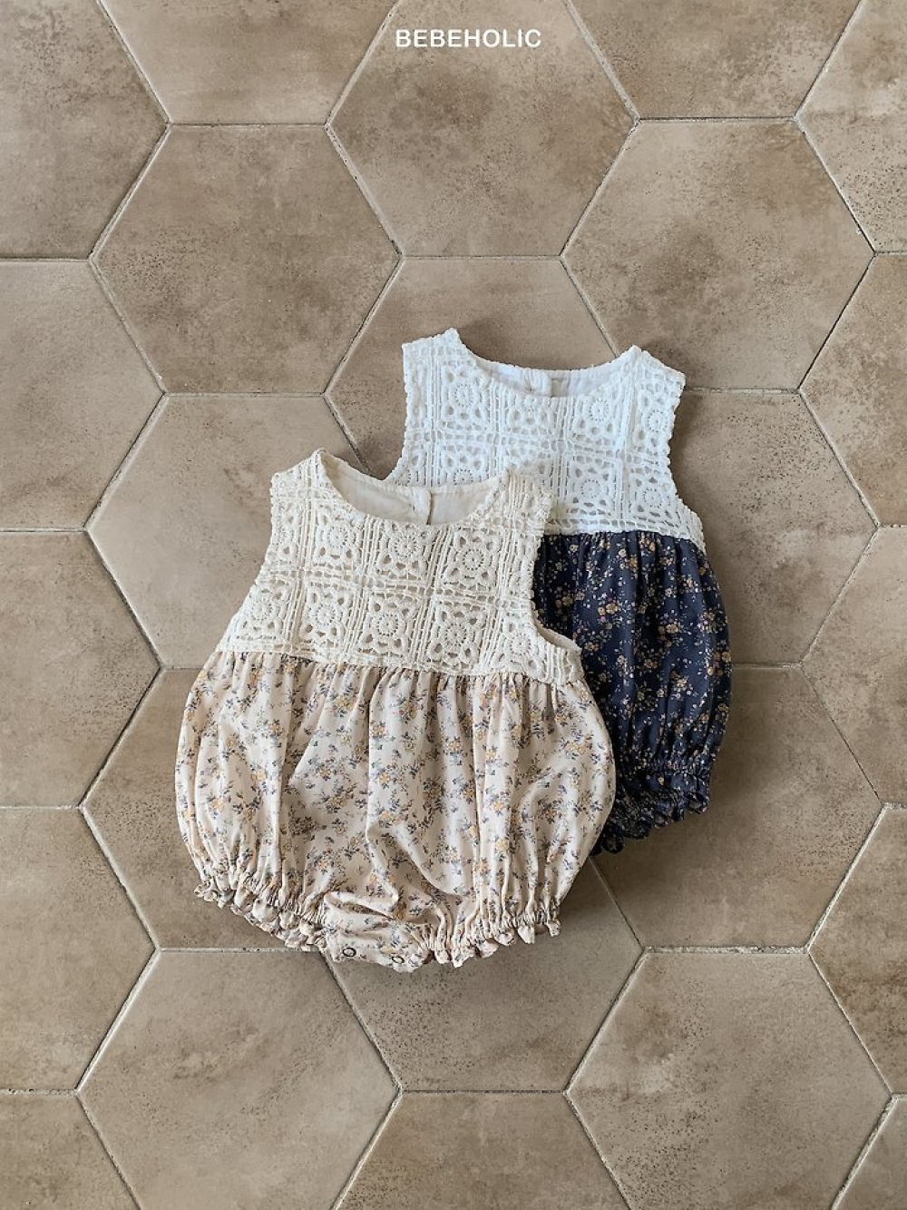 Bebe holic24｜(3m-18m) 拼色無袖連身服