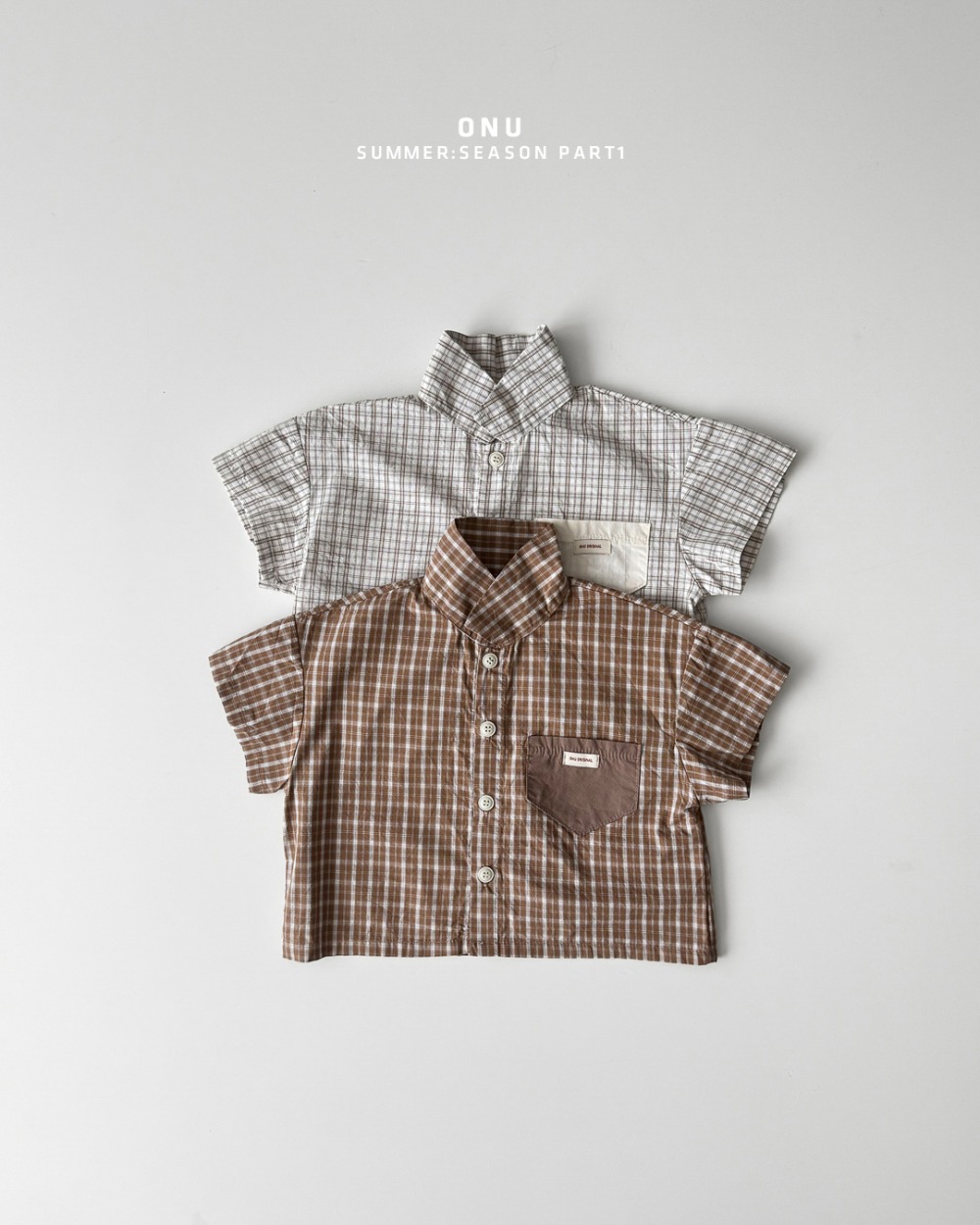 onu42｜(70cm-115cm) 格紋口袋襯衫