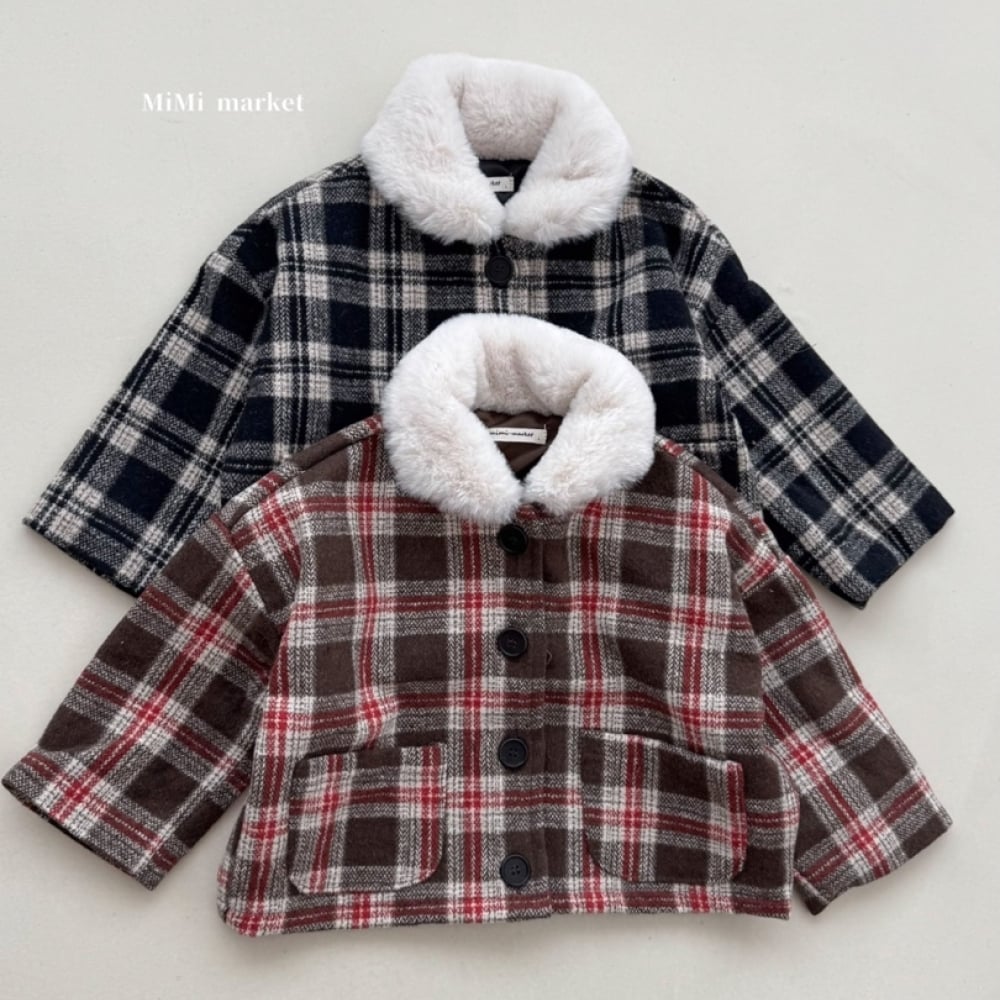 mimi market16 (65-85cm)  格子鋪棉外套