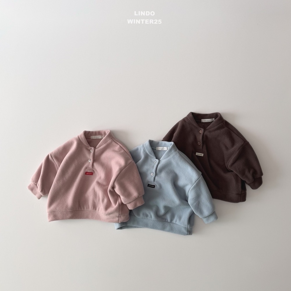 Lindo41｜(80cm-125cm) 半開襟扣小標抓絨上衣