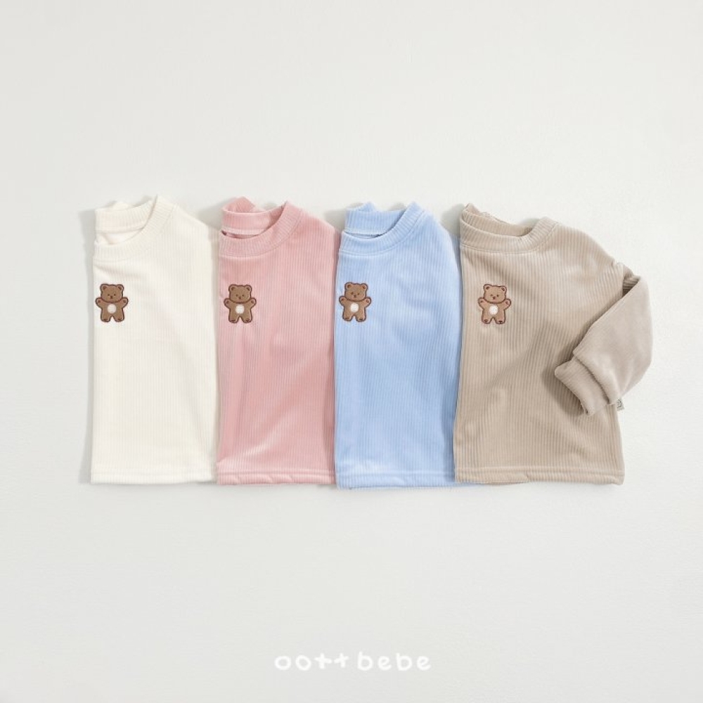 Oottbebe08｜(1y-7y) 絲絨小熊上衣