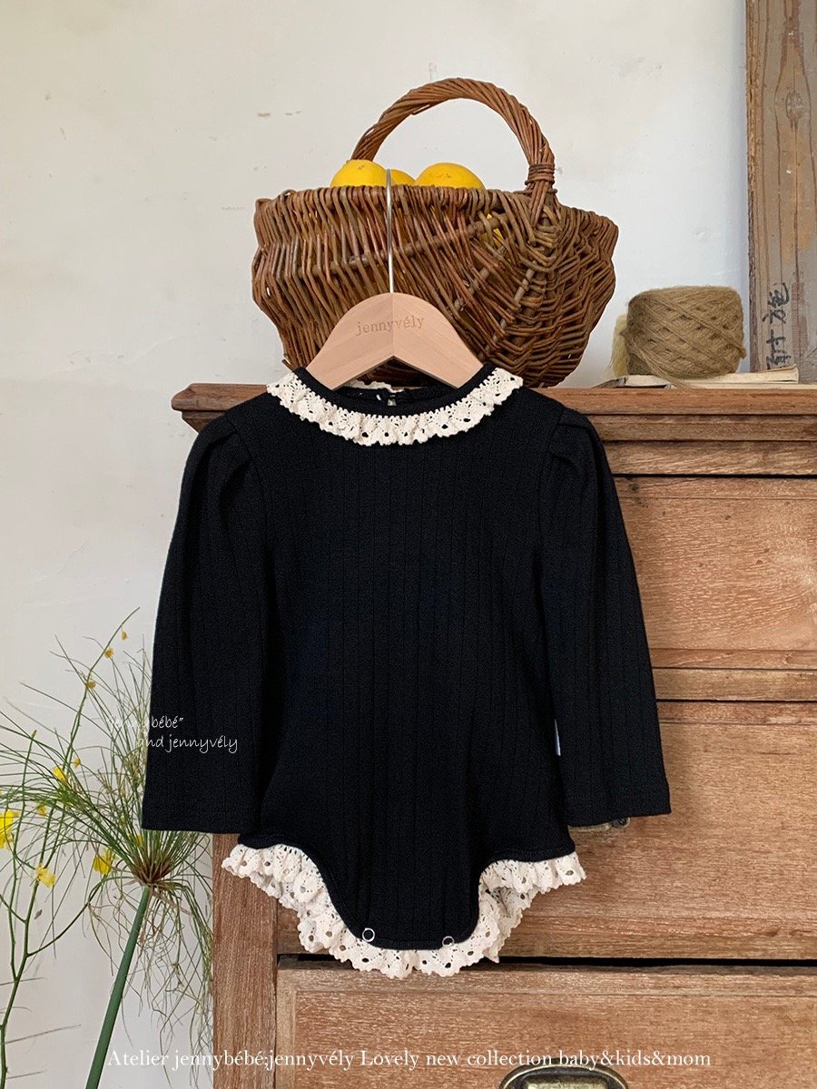 JE578｜(66-90cm) 蕾絲捲邊包屁衣/蕾絲花邊無根襪