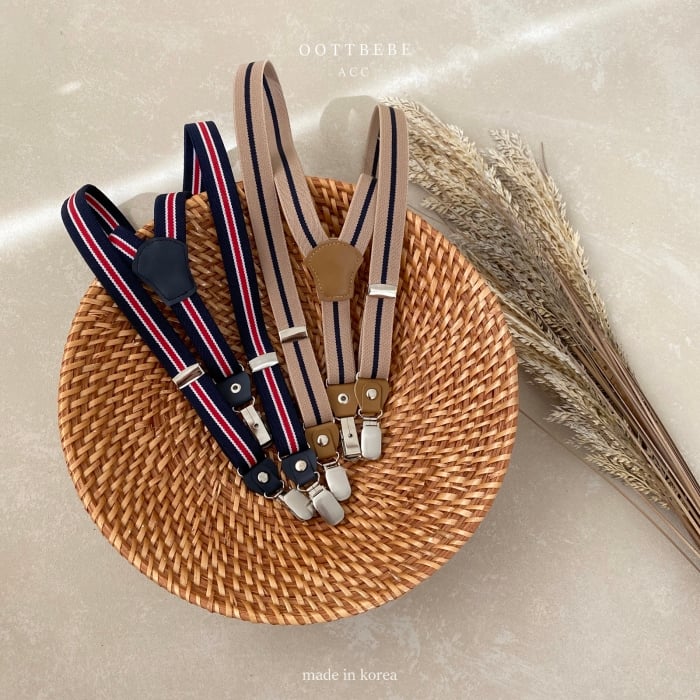 Oottbebe18｜(2y-13y )  英倫拼色彈力背帶吊帶夾