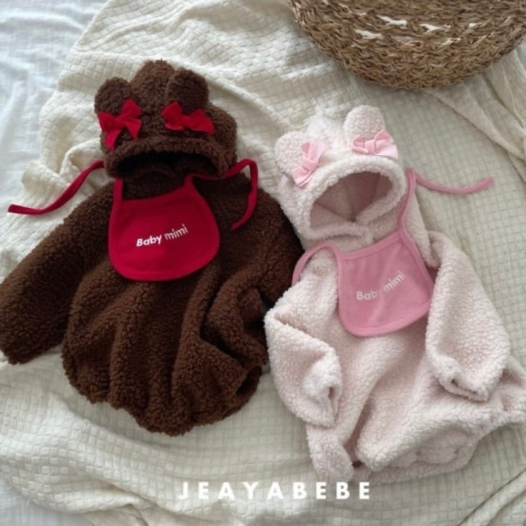 JEAYA06｜(3m-12m) 2色羊羔毛蝴蝶可愛包屁衣