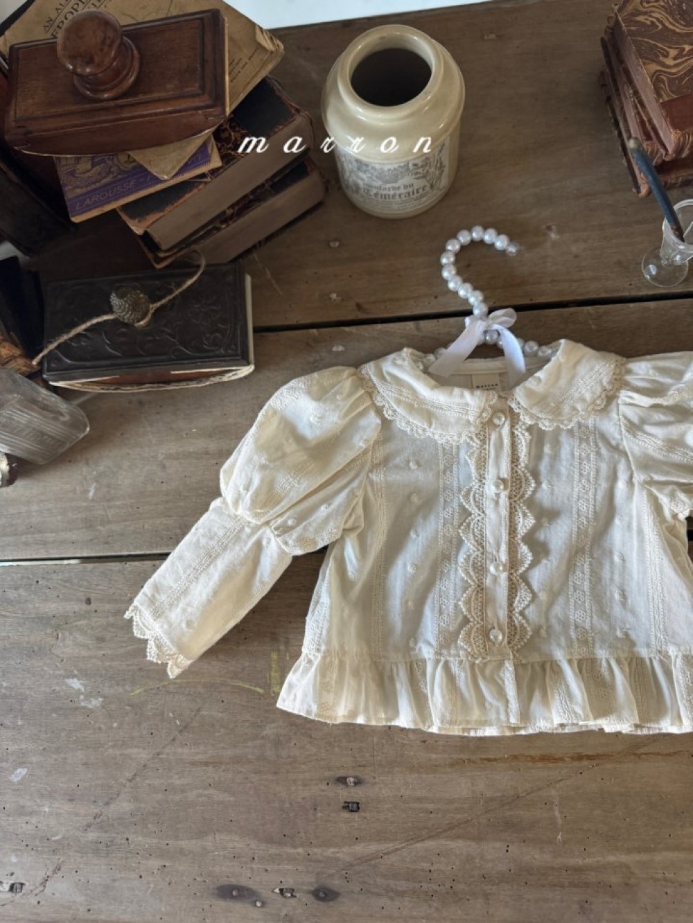 Marron62｜(1y-6y) 蕾絲公主袖襯衫