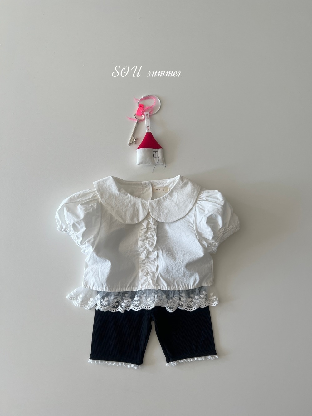 SO.U11｜(6m-4y) 蕾絲滾邊短版上衣