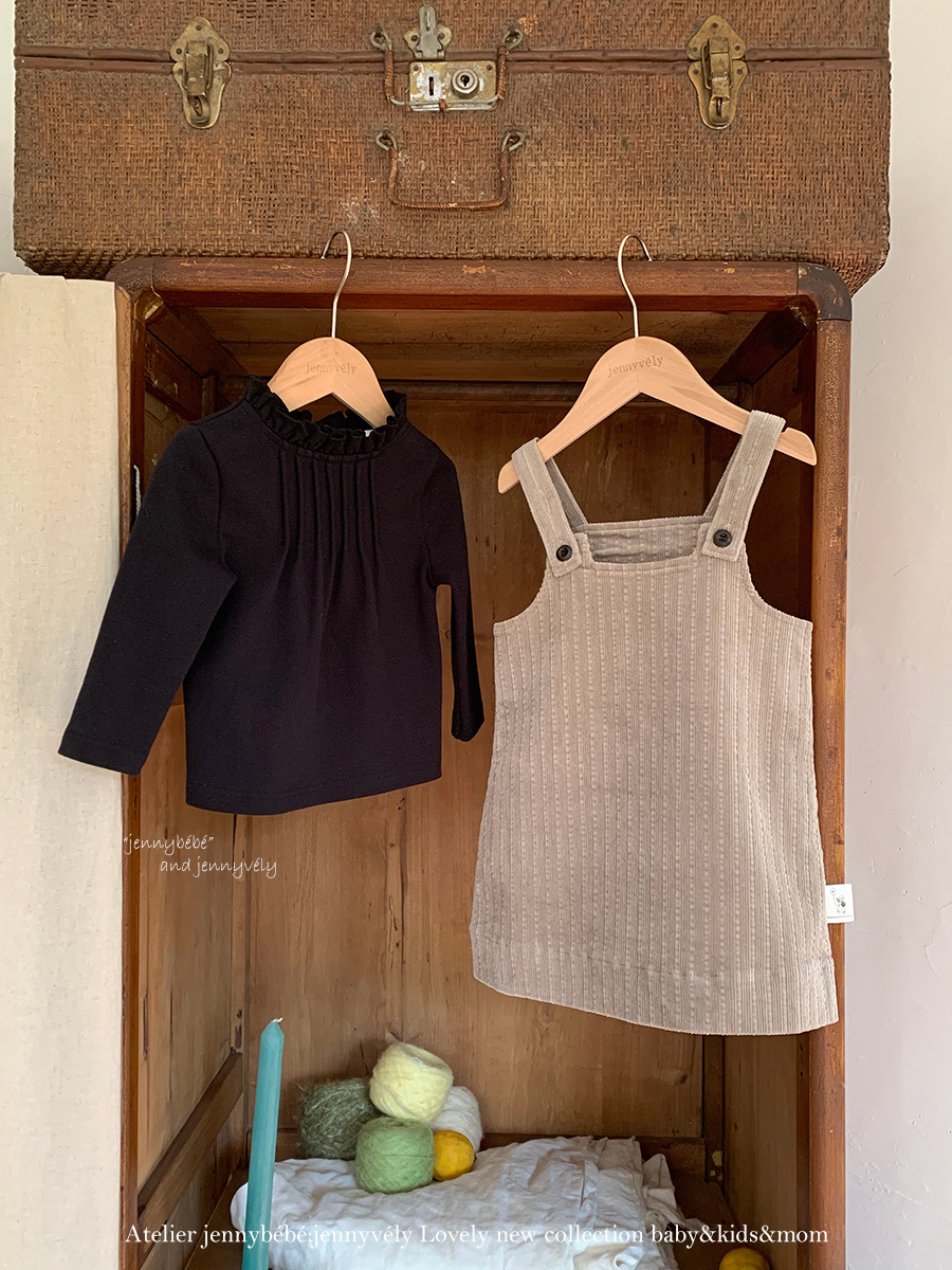 JE602｜(73cm-100cm) 學院風吊带連身裙/高領上衣