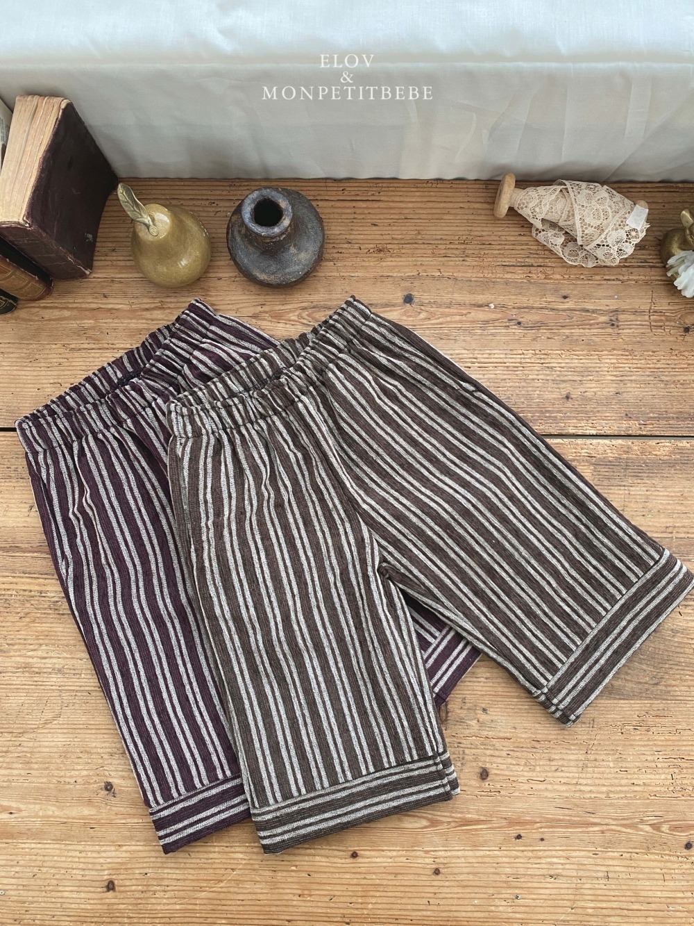 Monpetitbebe06｜(70cm-110cm) 線條直筒長褲