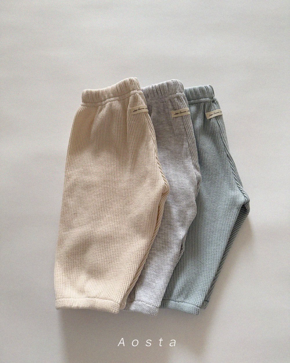 AOSTA33｜(6m-5y) 華夫格縮口長褲