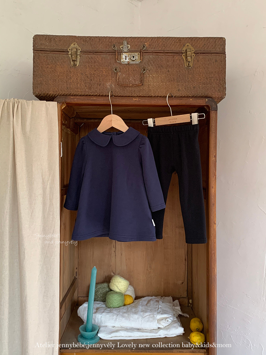 JE 640｜(80-110cm)  圓翻領素洋裝