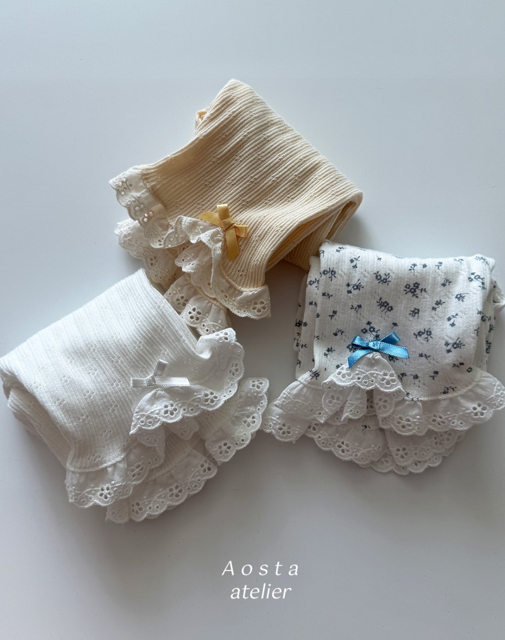 AOSTA39｜(6m-5y) 3款山茶花蕾絲邊褲