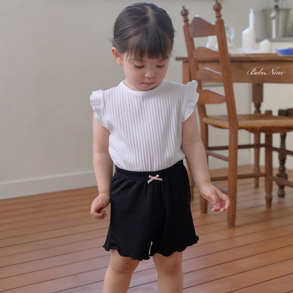 bebe nine20  (65cm-115cm) 3色素色荷葉邊上衣