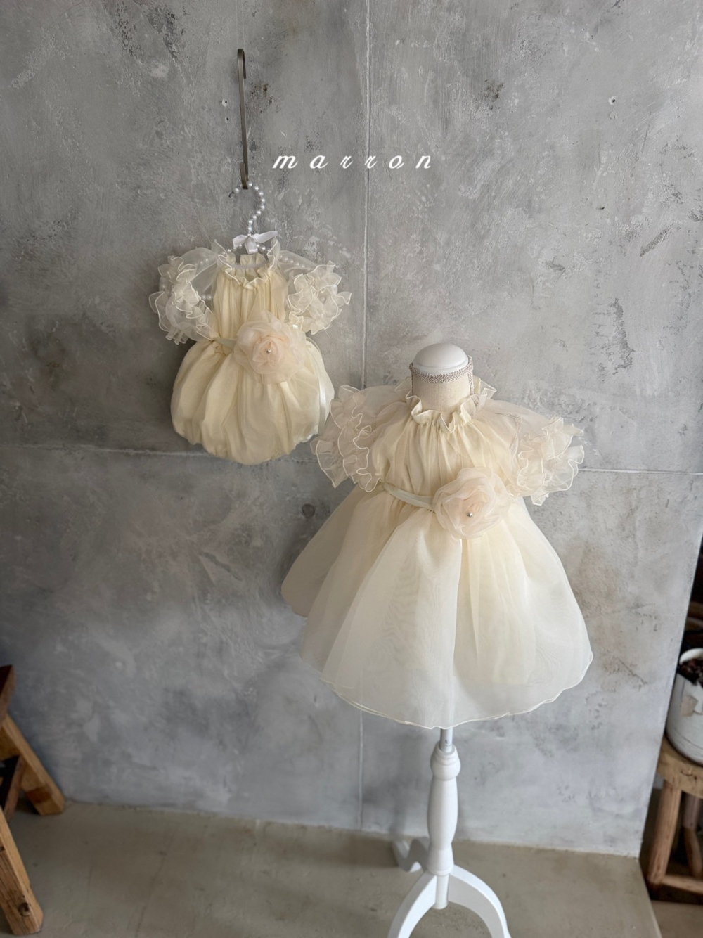 Marron05｜(3m-18m 1y-6y) 玫瑰花公主包屁衣/洋裝