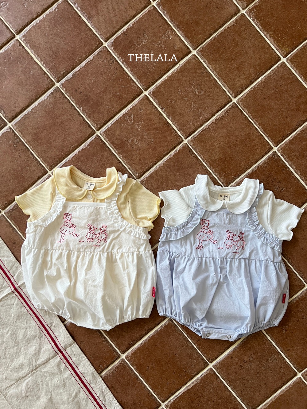 thelala63｜ (0m-18m) 刺繡花邊無袖包屁衣