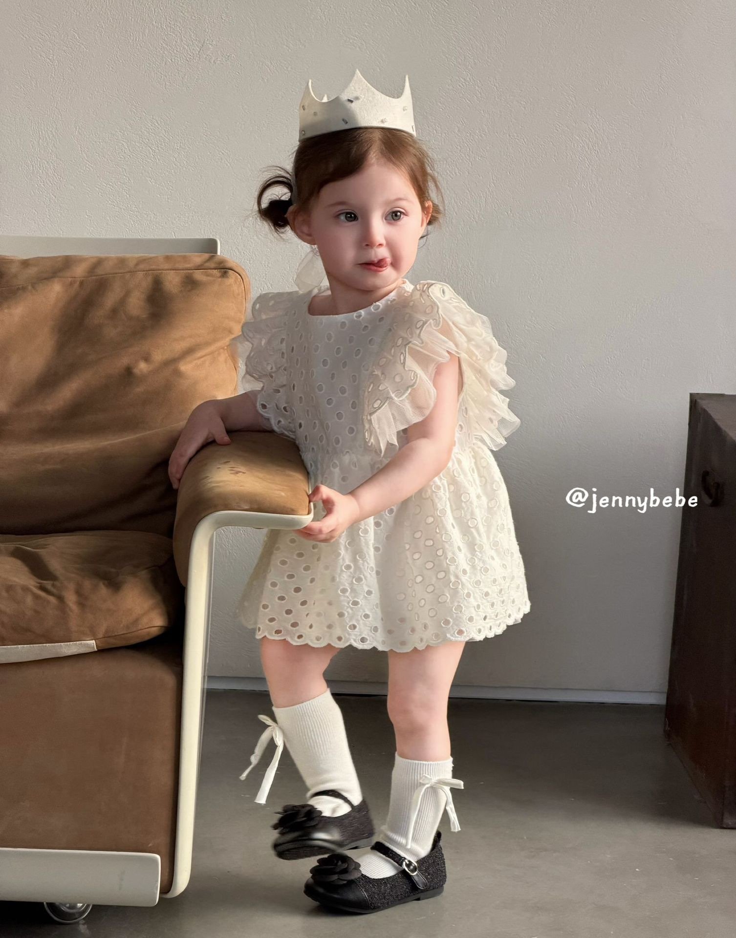 JE725｜(66-120cm) 波點刺繡洋裝包屁衣/洋裝