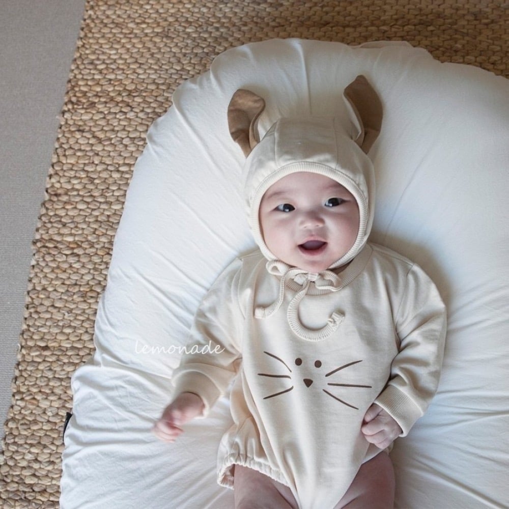 LEMONADE45｜(55cm-85cm) 2色小貓包屁衣含帽子