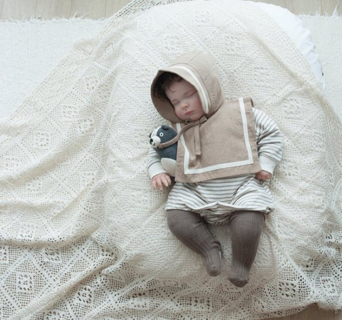 LEMONADE28｜(55cm-85cm) 2色條紋棉質包屁衣含帽子圍兜