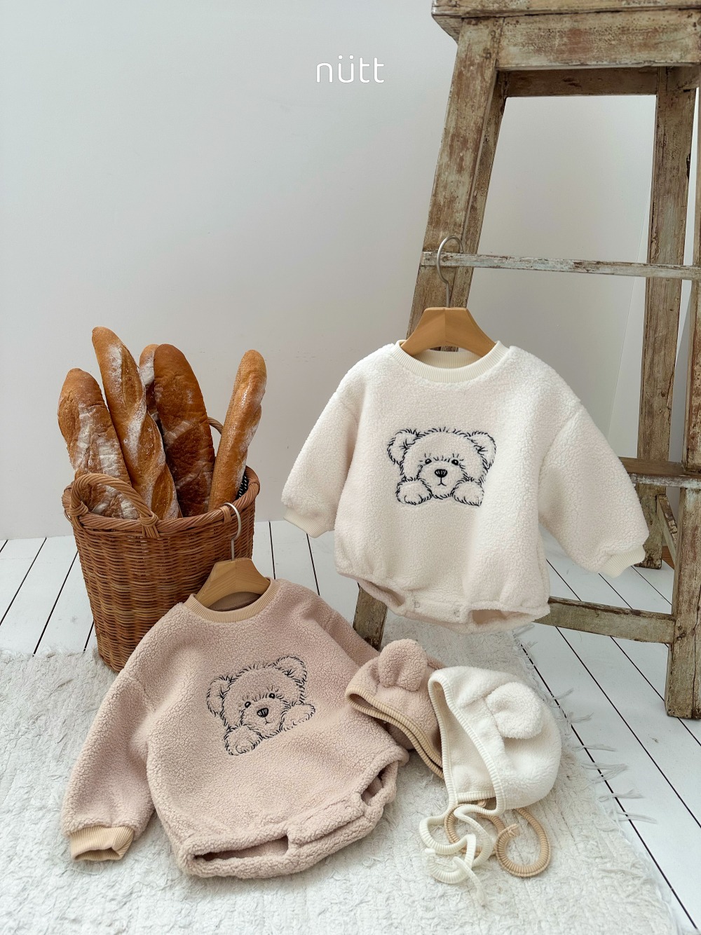 Nutt06｜(3m-16m) 小熊刷毛含小熊帽