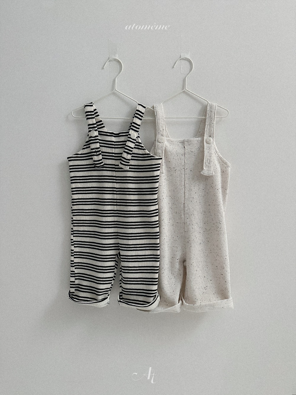 Atomeme39｜(70-110) 華夫格印花吊帶長褲