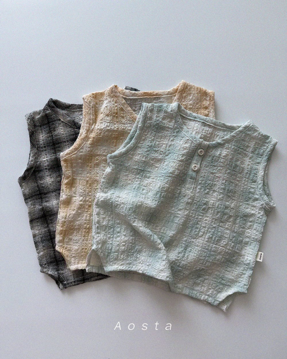 AOSTA01｜(6m-5y) 2色無袖格子襯衫