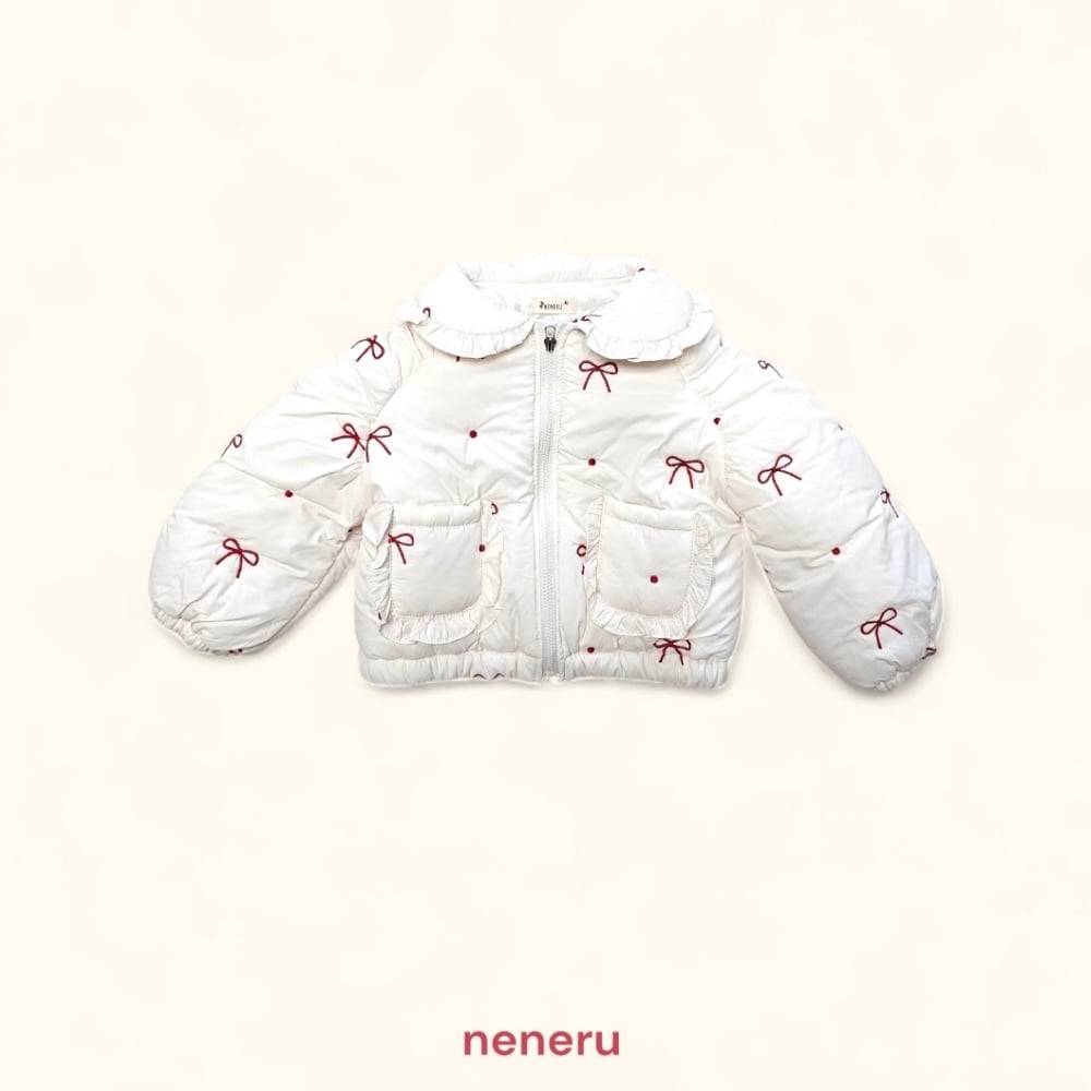 neneru16｜(70cm-125cm)1色蝴蝶結刺繡絎縫夾層棉外套