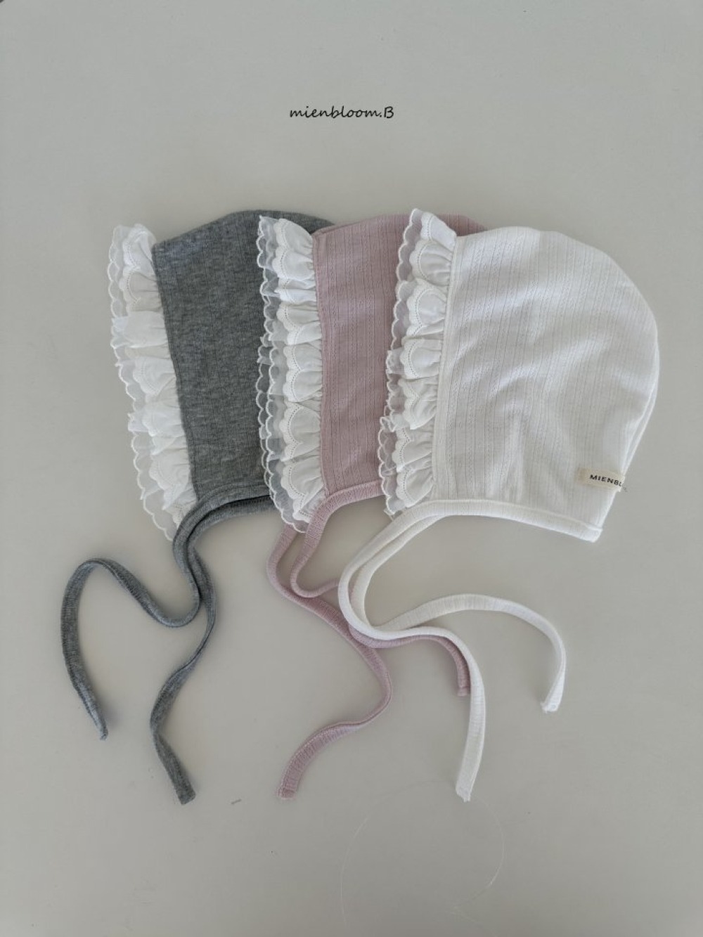 Bloom.b41｜(0m-18m) 蕾絲邊綁帶帽
