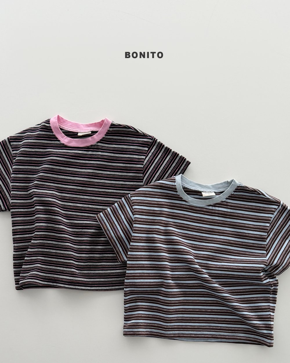Bonito14｜(75cm-125cm) 2色條紋線條撞色上衣