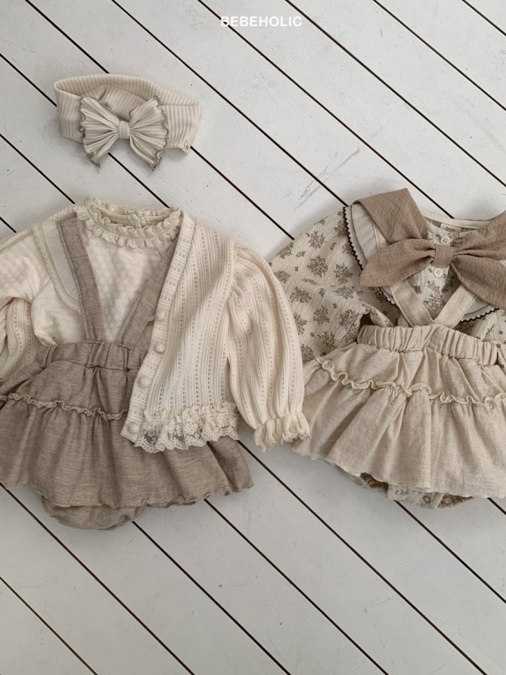 Bebe holic47｜(3m-18m) 層次吊帶滾邊包屁褲裙