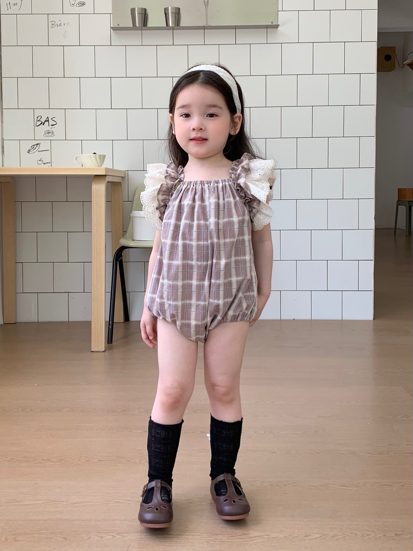 JE33｜(66-120cm) 格紋飛袖包屁衣/洋裝