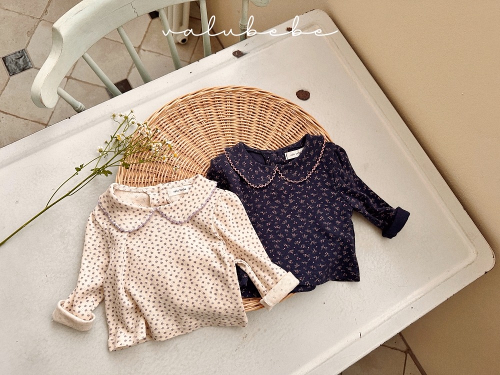 Valubebe46｜(65-90) 翻領碎花上衣