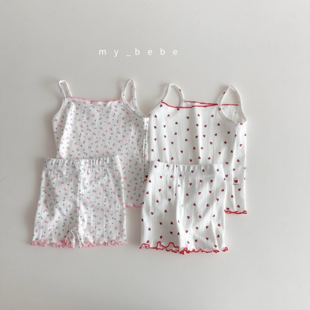 my_bebe24｜(80-120cm) 捲邊細肩家居服組