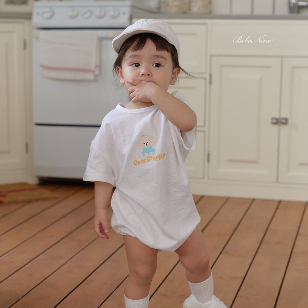 bebe nine08  (6m-24m) 2色小狗印圖包屁衣