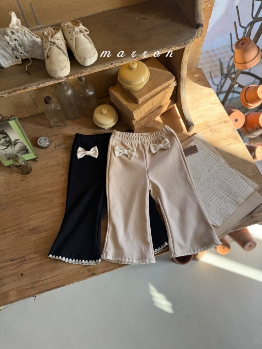 Marron17｜(1y-6y) 蝴蝶結滾邊長褲