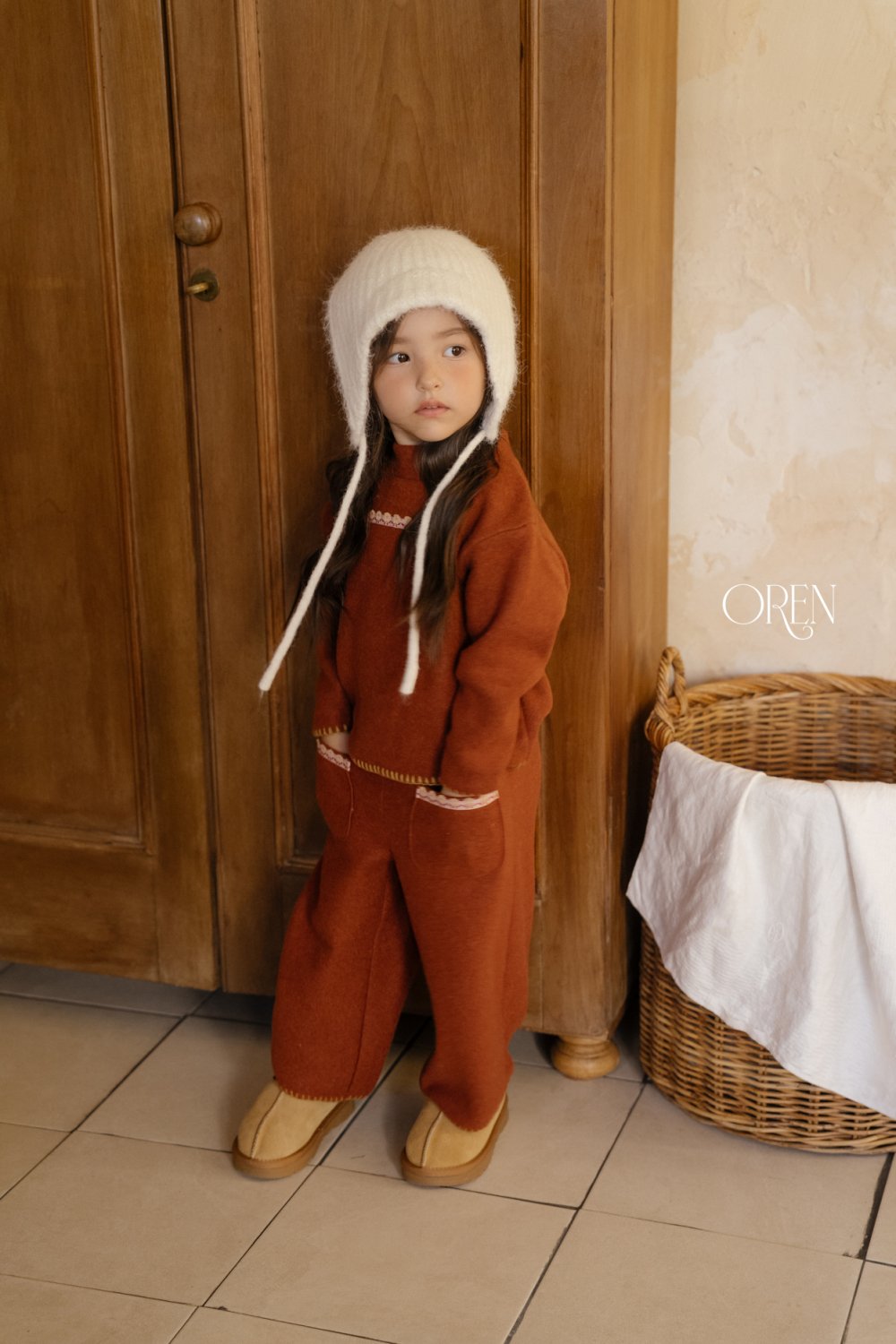 OREN28｜(85-120cm) 復古小花滾邊套裝